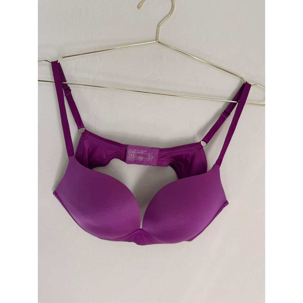 Victoria's Secret Purple Push Up Bra Plunge Strappy Back Size 36C